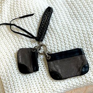 BCBG Maxazria Black Leather Wristlet